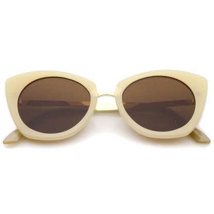 Bold Round Metal Temple Cat Eye Sunglasses