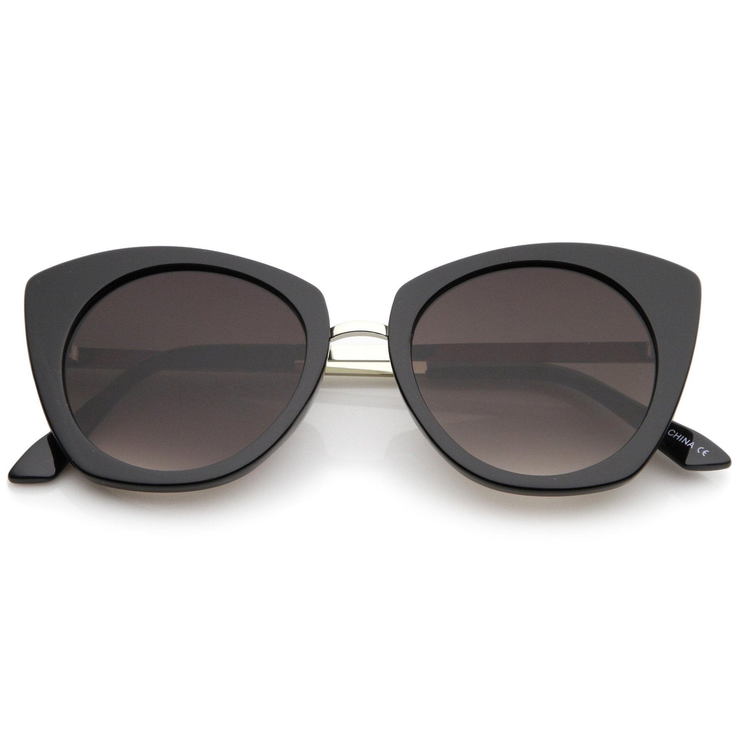 Bold Round Metal Temple Cat Eye Sunglasses