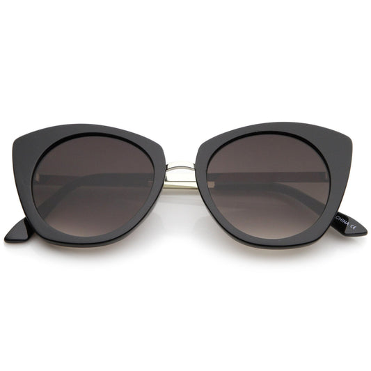Bold Round Metal Temple Cat Eye Sunglasses