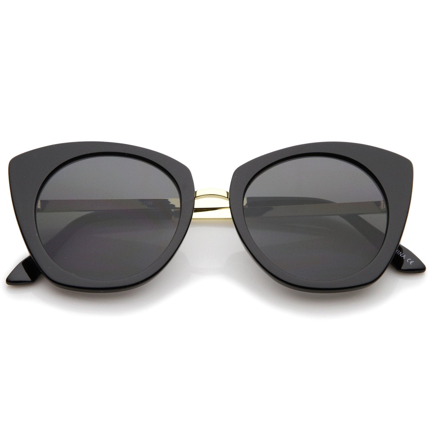 Bold Round Metal Temple Cat Eye Sunglasses