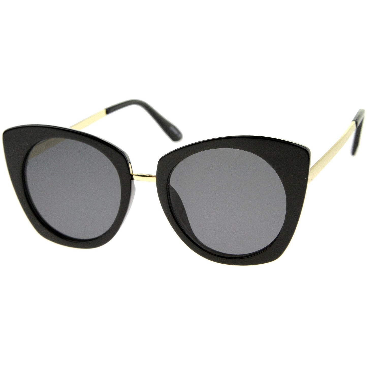 Bold Round Metal Temple Cat Eye Sunglasses