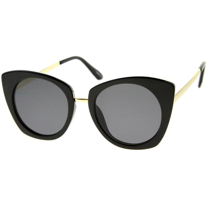 Bold Round Metal Temple Cat Eye Sunglasses