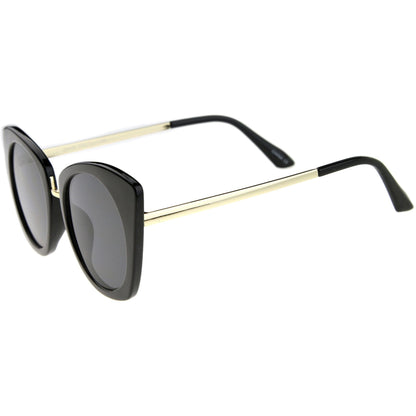 Bold Round Metal Temple Cat Eye Sunglasses