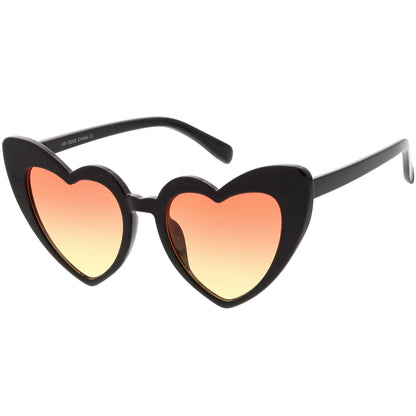 Women's Oversize Color Tone Heart Shape Cat Eye Sunglasses C576