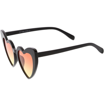 Women's Oversize Color Tone Heart Shape Cat Eye Sunglasses C576