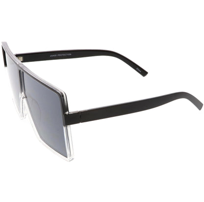 Oversize Retro Modern Futuristic Square Aviator Sunglasses C475