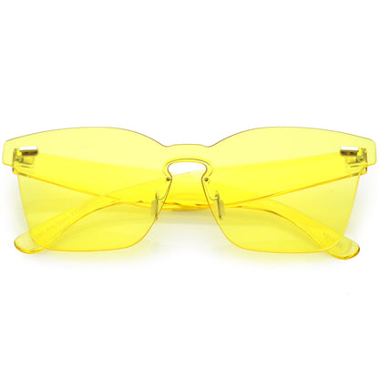 Oversize Retro Modern Mono Futuristic Color Tone Lens Horn Rimmed Sunglasses C505