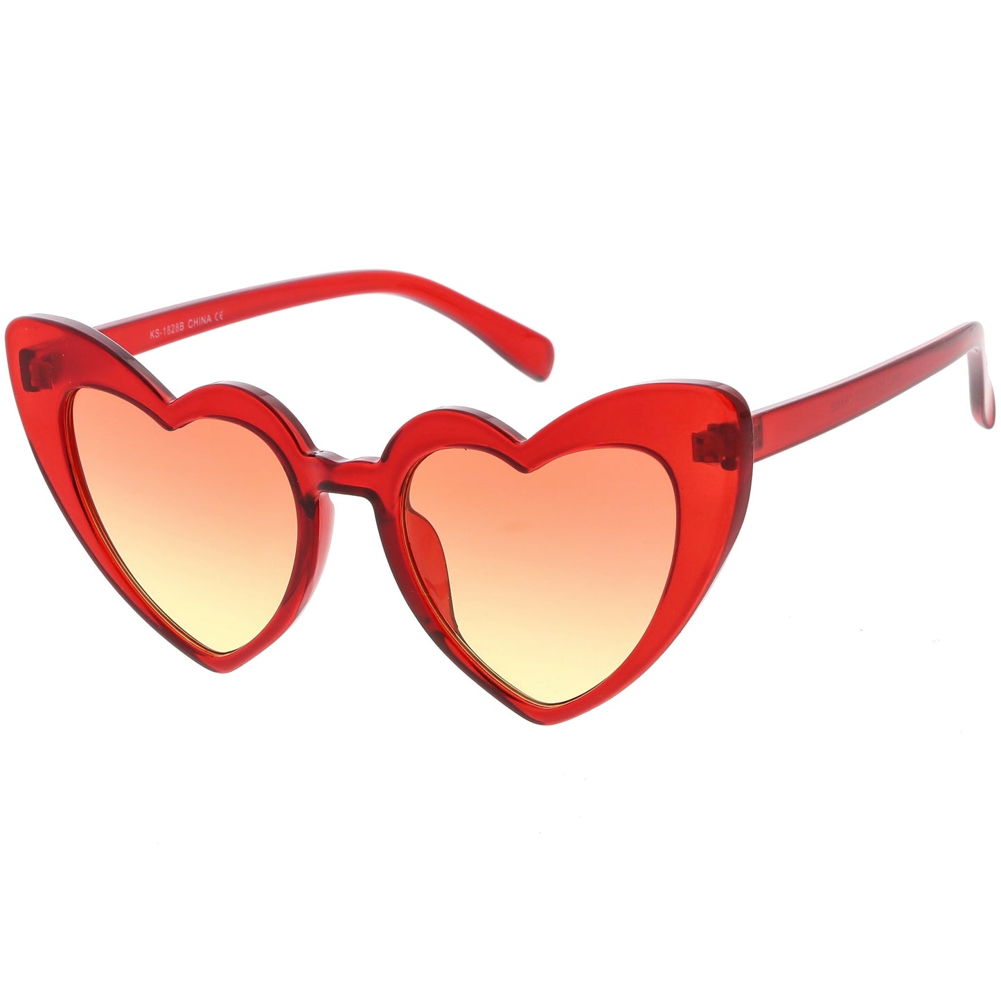 Women's Oversize Color Tone Heart Shape Cat Eye Sunglasses C576