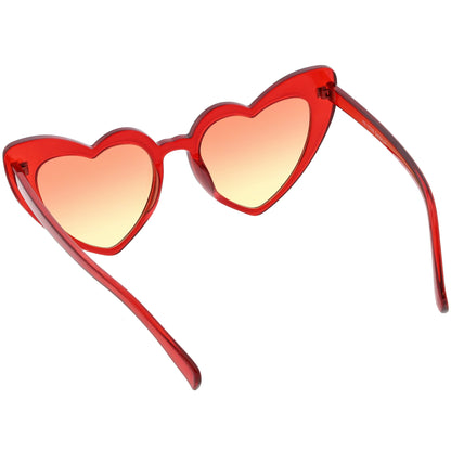 Women's Oversize Color Tone Heart Shape Cat Eye Sunglasses C576