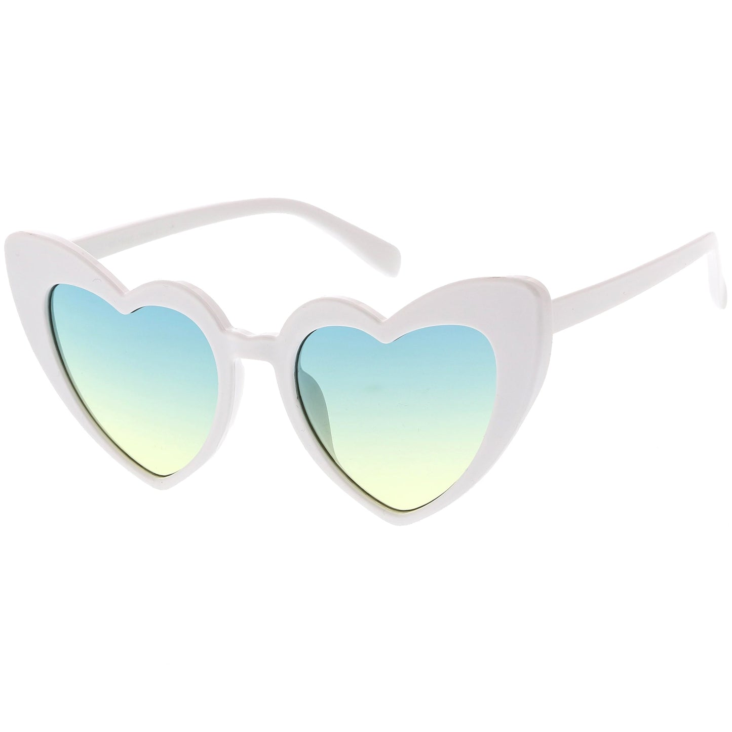 Women's Oversize Color Tone Heart Shape Cat Eye Sunglasses C576