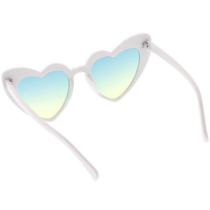 Women's Oversize Color Tone Heart Shape Cat Eye Sunglasses C576