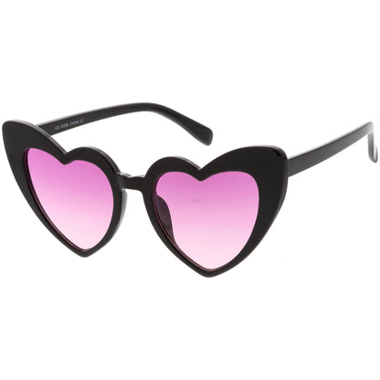 Women's Oversize Color Tone Heart Shape Cat Eye Sunglasses C576