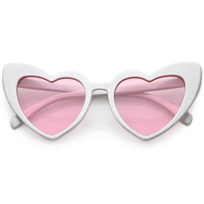 Women's Oversize Translucent Cat Eye Heart Shape Sunglasses C577