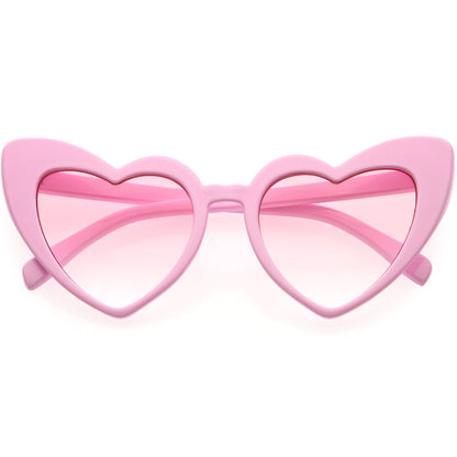 Women's Oversize Translucent Cat Eye Heart Shape Sunglasses C577