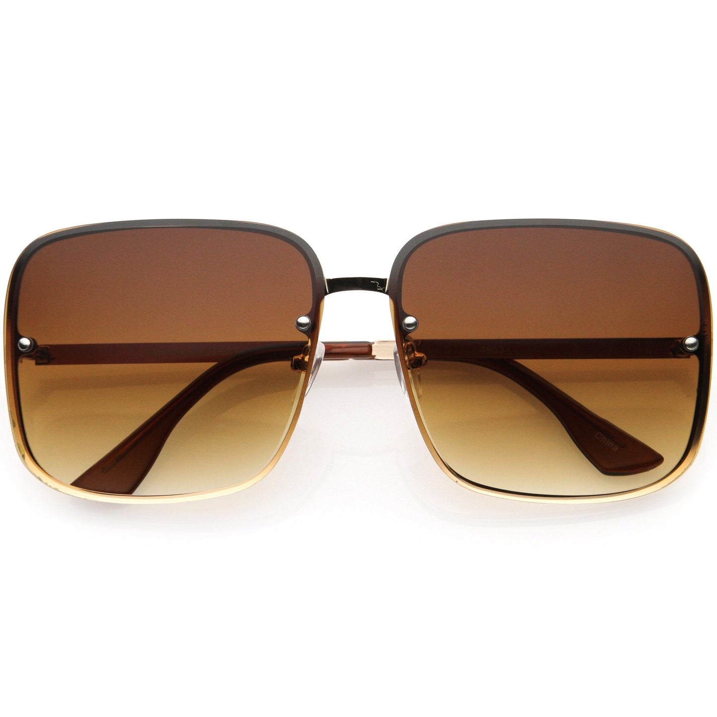 Luxe Chic Rimless Gradient Lens Square Oversize Sunglasses  D103