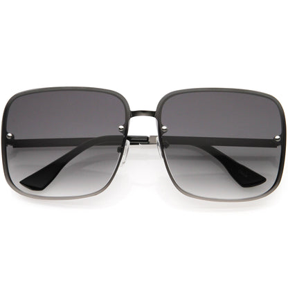 Luxe Chic Rimless Gradient Lens Square Oversize Sunglasses  D103