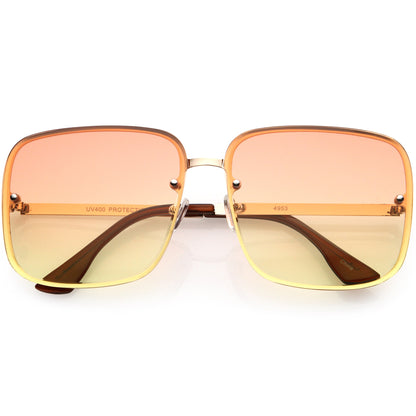 Luxe Chic Rimless Gradient Lens Square Oversize Sunglasses  D103