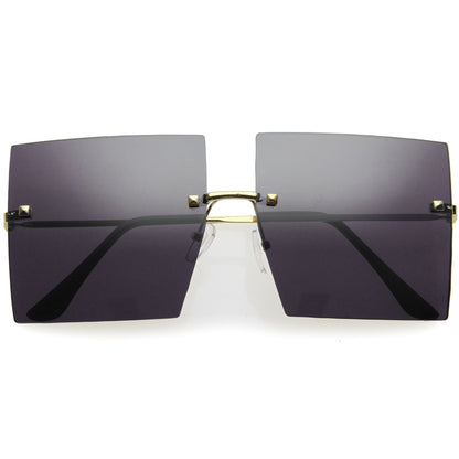 Luxe Rimless Studded Accent Oversize Square Sunglasses D124