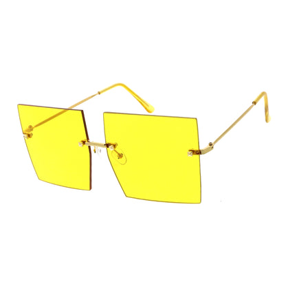 Luxe Rimless Studded Accent Oversize Square Sunglasses D124