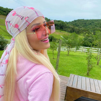 Luxe Rimless Studded Accent Oversize Square Sunglasses D124