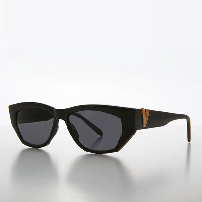 Chunky Mod Street Style Vintage Sunglass with Gold Bling - Val