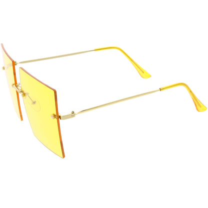 Luxe Rimless Studded Accent Oversize Square Sunglasses D124