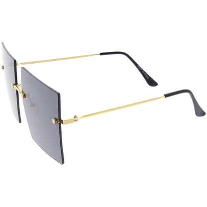 Luxe Rimless Studded Accent Oversize Square Sunglasses D124