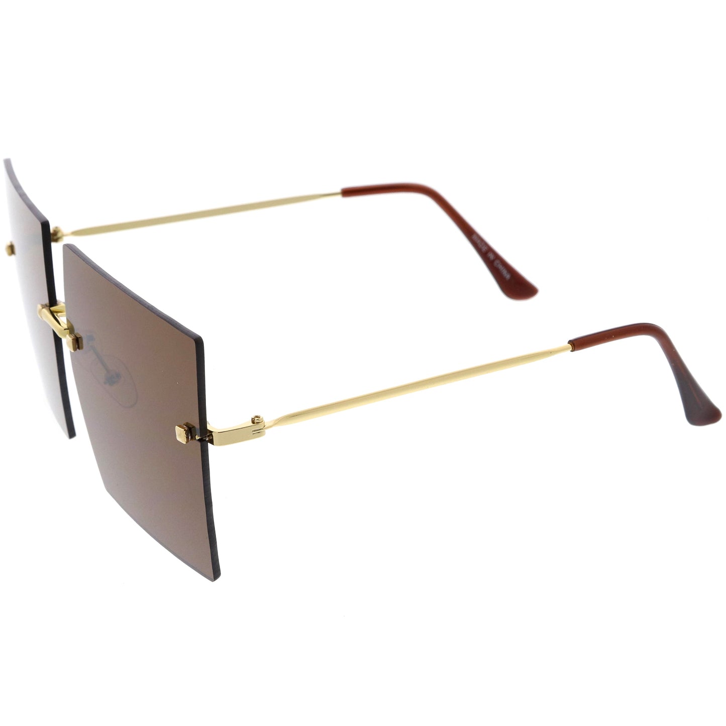 Luxe Rimless Studded Accent Oversize Square Sunglasses D124
