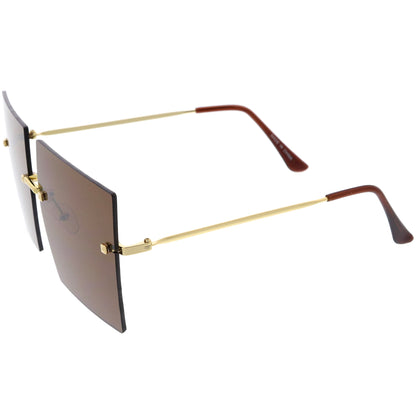 Luxe Rimless Studded Accent Oversize Square Sunglasses D124